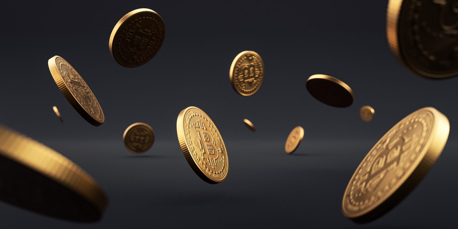 Bitcoins,3d,Render,Isolated,Cryptocurrency,Dark,Background,Studio,Photo,Realistic